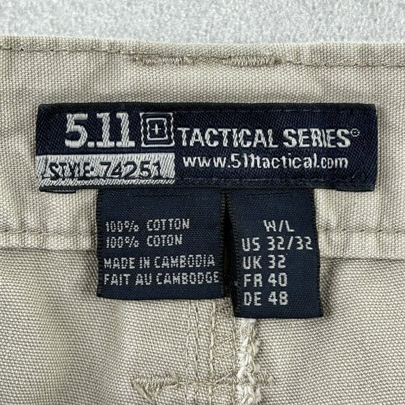 5.11 Tactical Cotton Canvas Pants Men’s 32x32 Khaki Style 74251 Workwear Fishing - Picture 5 of 16